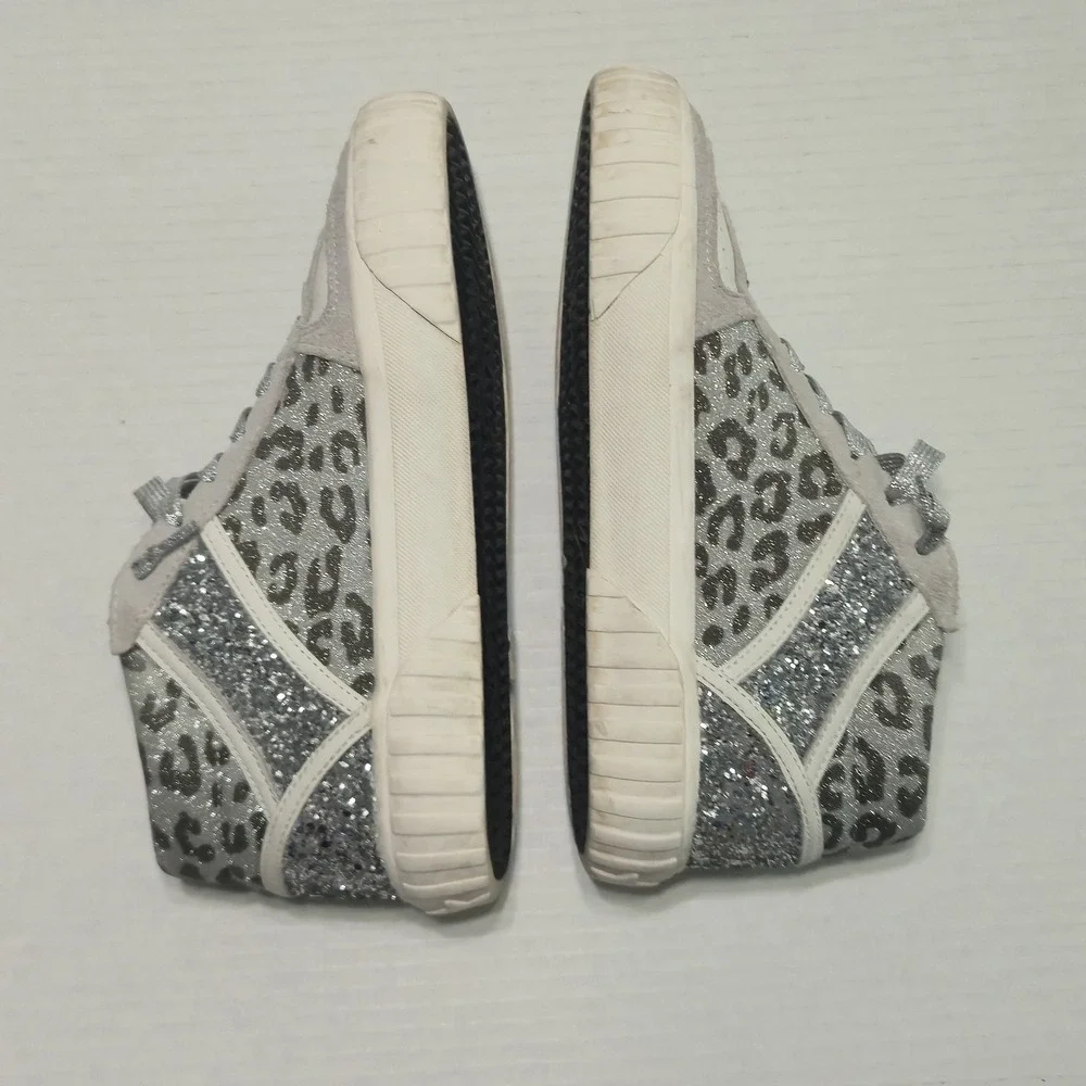 Vintage Havana Always High Top Silver Glitter‎ Cheetah Leopard Pink Star Size 7